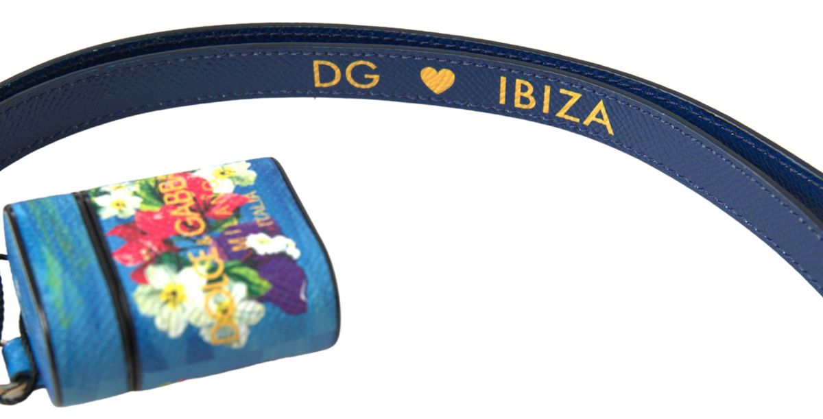 Dolce &amp; Gabbana синьо флорално Dauphine кожено лого с щампа Airpods калъф