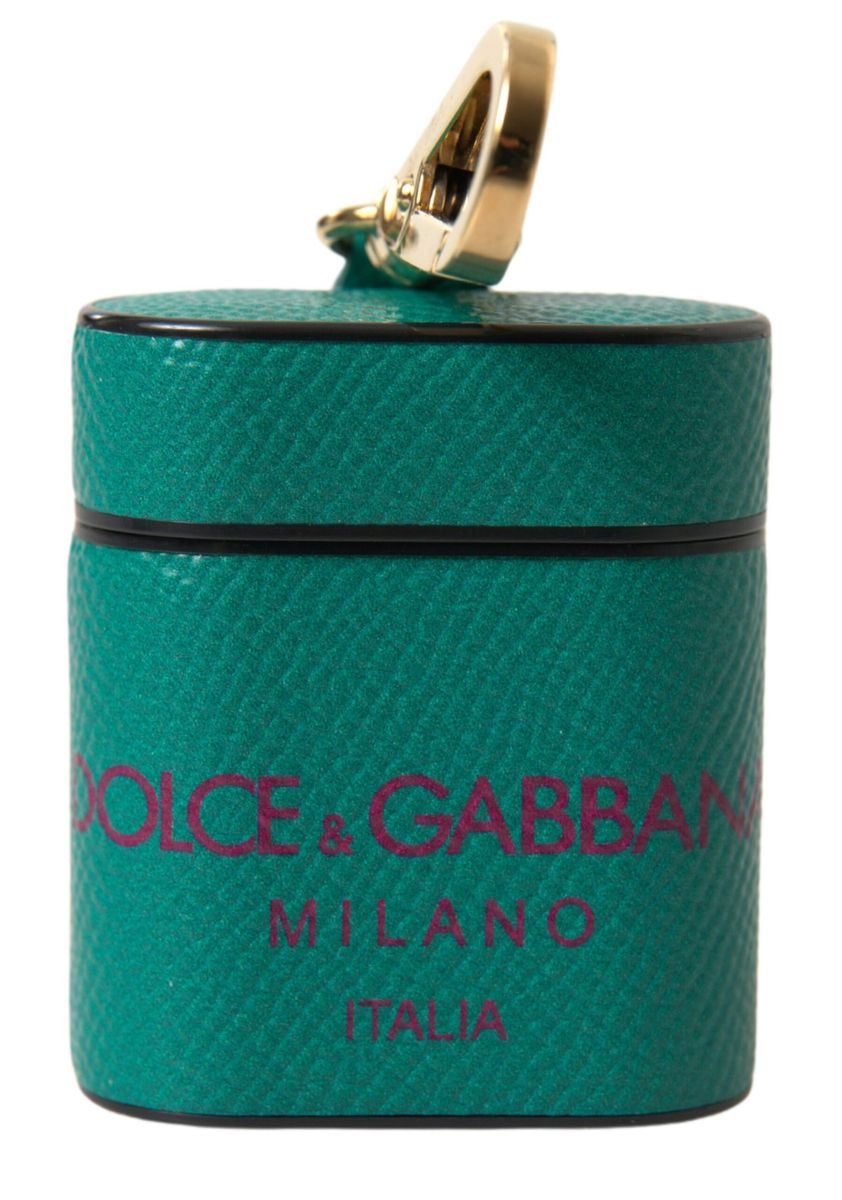 Dolce &amp; Gabbana Green Maroon телешка кожа Калъф Airpods с принт с каишка