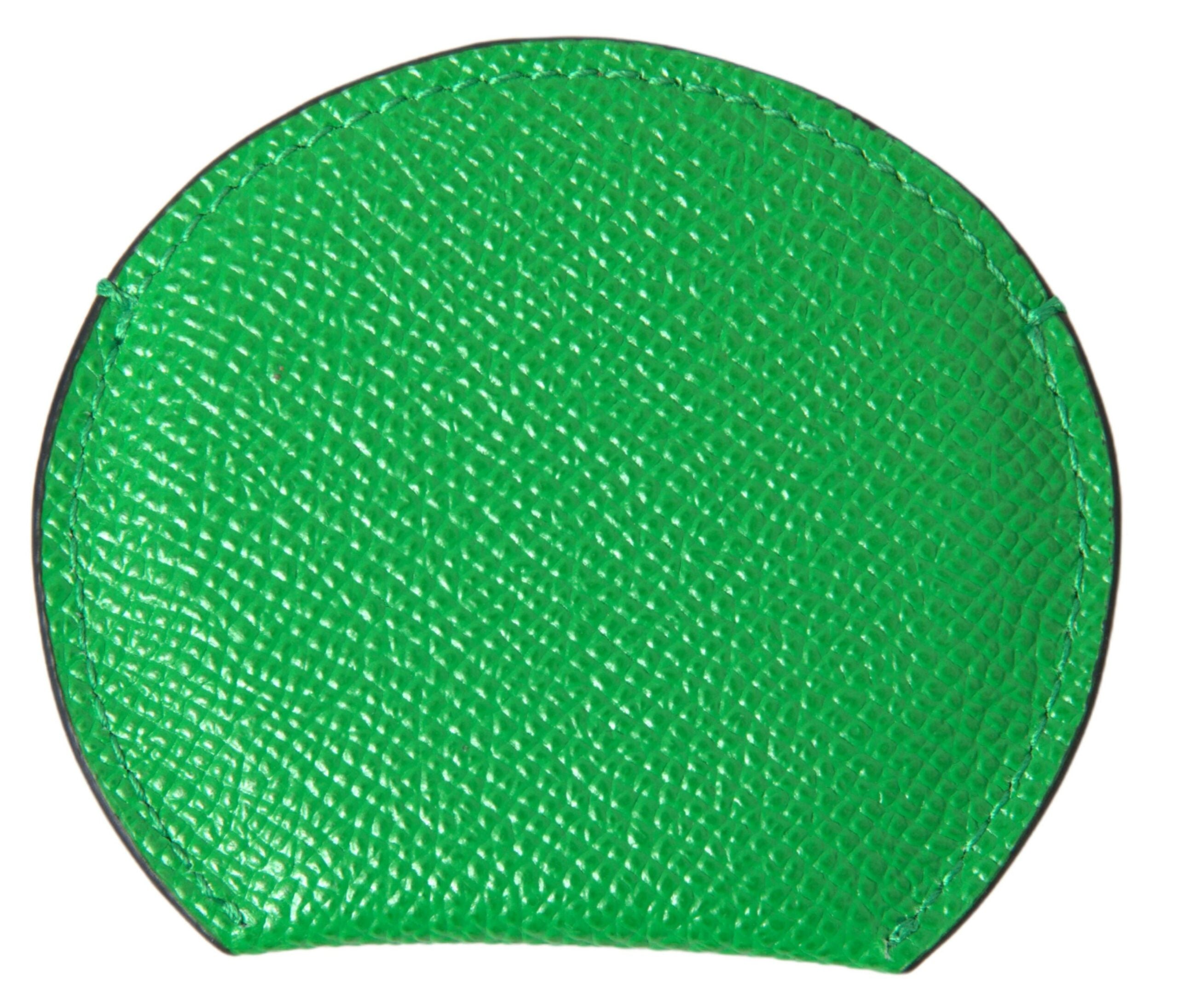 Държач за ръчно огледало Dolce &amp; Gabbana от зелена телешка кожа с кръгло лого