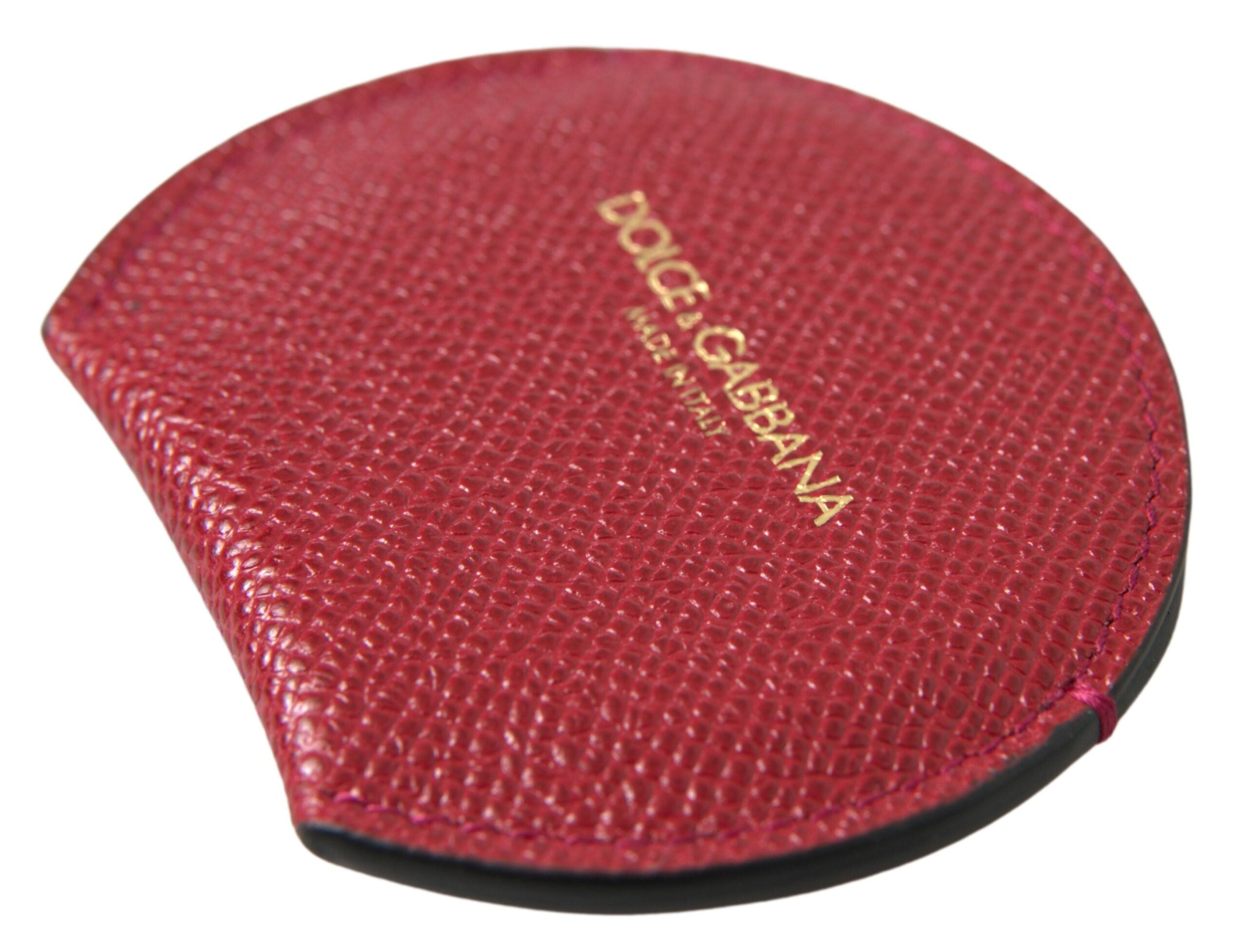 Dolce &amp; Gabbana Червена телешка кожена кръгла поставка за ръчно огледало