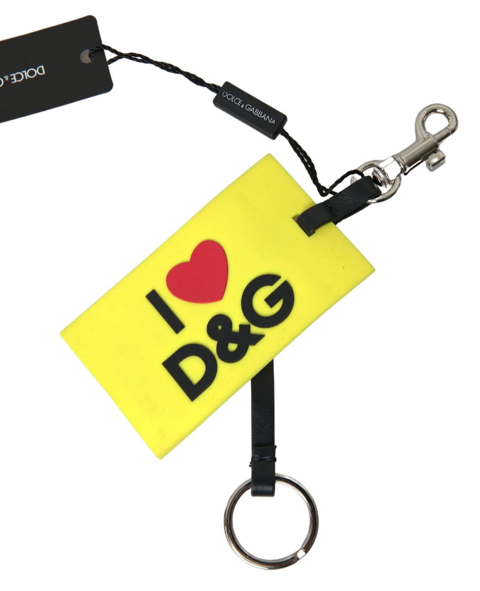 Dolce &amp; Gabbana Жълт силиконов лого DG Златен месингов ключодържател