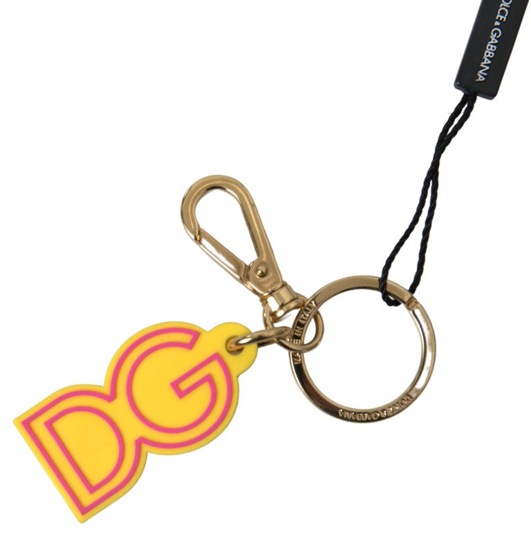 Dolce &amp; Gabbana Yellow Rubber DG лого златен месинг метален ключодържател