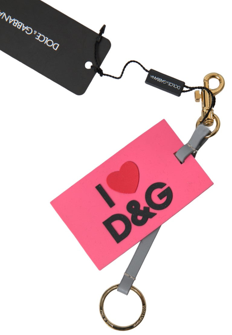 Dolce &amp; Gabbana Pink Silicone DG лого Златен месингов ключодържател Женски ключодържател