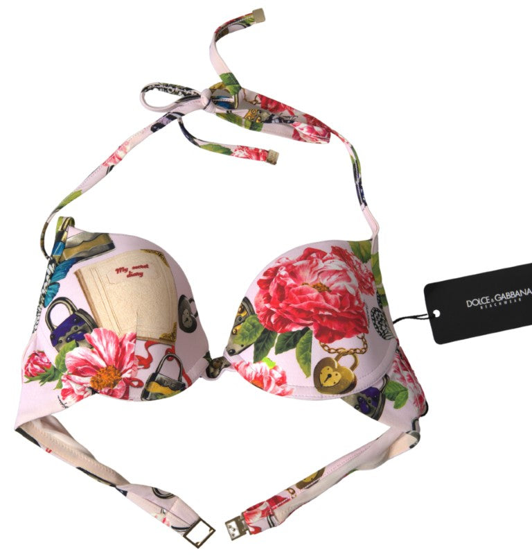 Dolce &amp; Gabbana Розов флорален халтер Плажно облекло Бански костюм Бикини