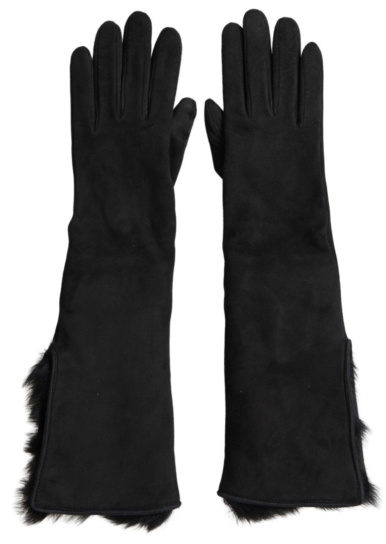 Dolce &amp; Gabbana Черни кожени ръкавици с дължина до лакътя