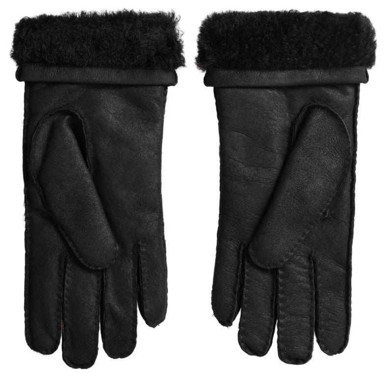 Мъжки ръкавици Dolce &amp; Gabbana с черна кожа и къси ръкавици
