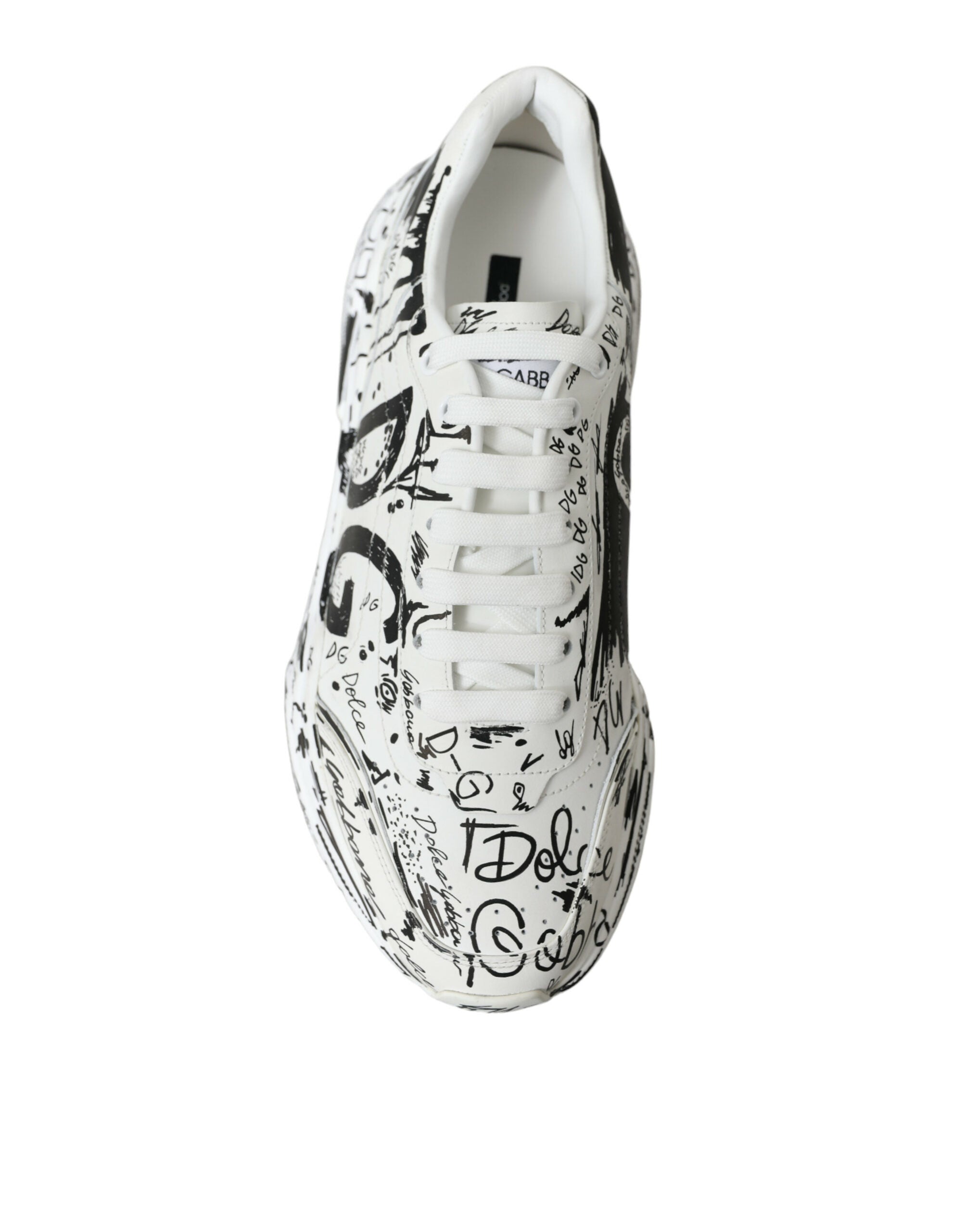 Dolce & Gabbana White Graffiti Calfskin Daymaster Sneakers Shoes