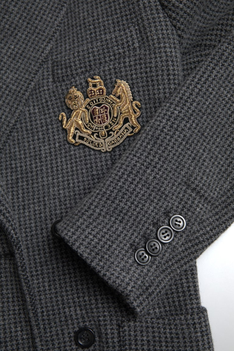 Dolce &amp; Gabbana Двуредно сако с бродерия на сиво лого