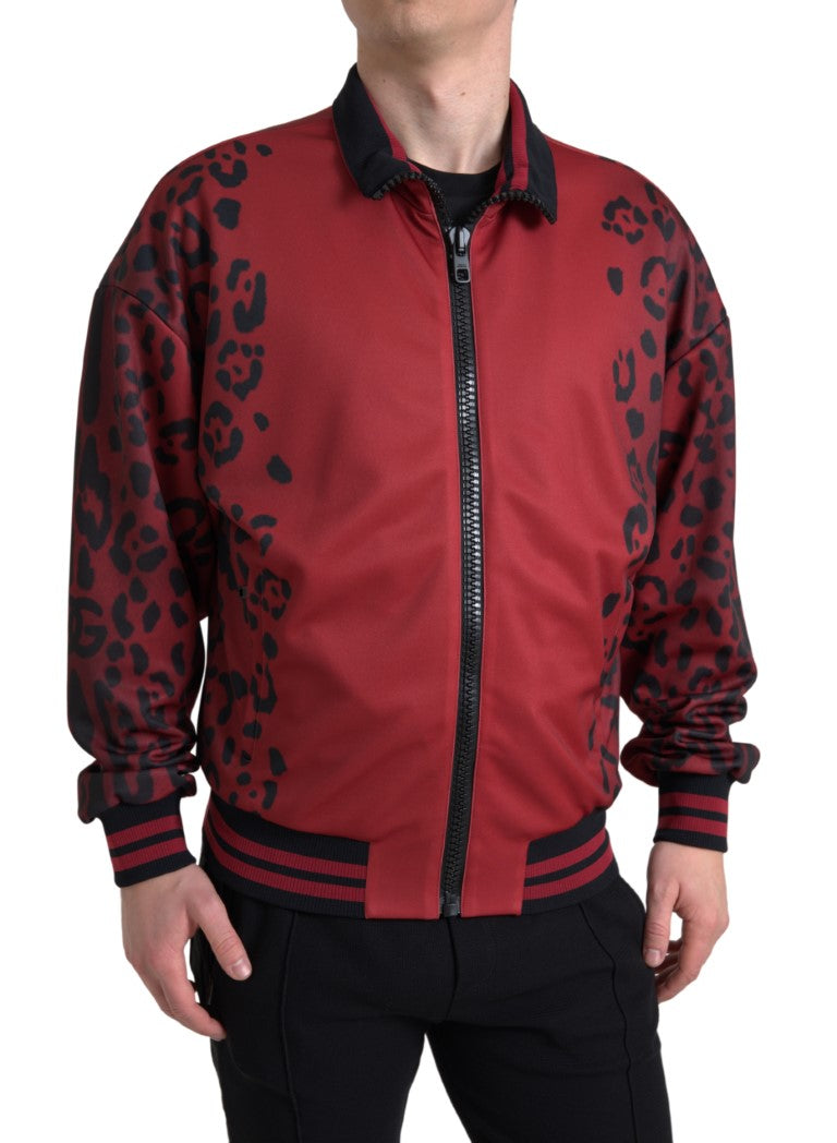 Dolce &amp; Gabbana яке с червен леопард и полиестер с пълен цип