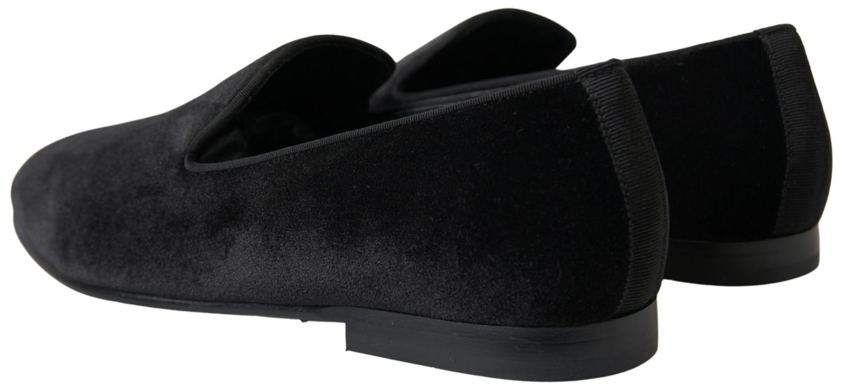 Dolce &amp; Gabbana Черни кадифени мокасини Официални обувки