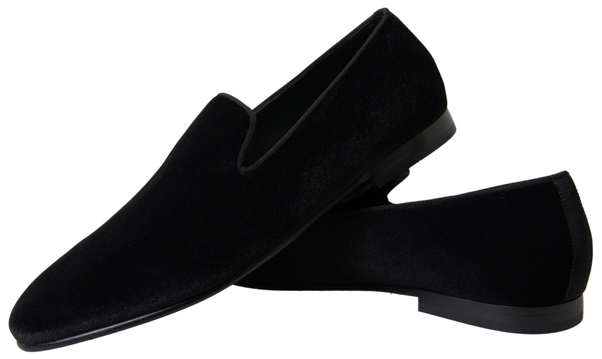 Dolce & Gabbana Elegant Velvet Black Loafers for Men