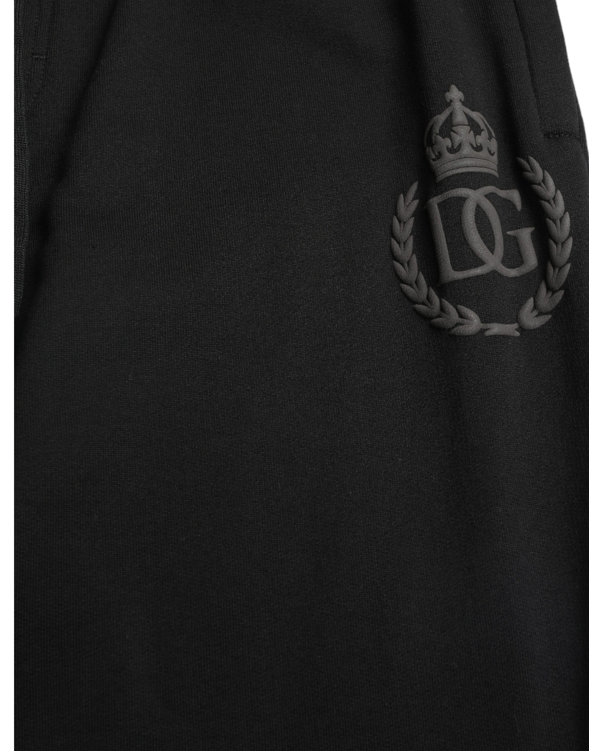 Dolce & Gabbana Elegant Black Cotton Joggers with Logo Embroidery
