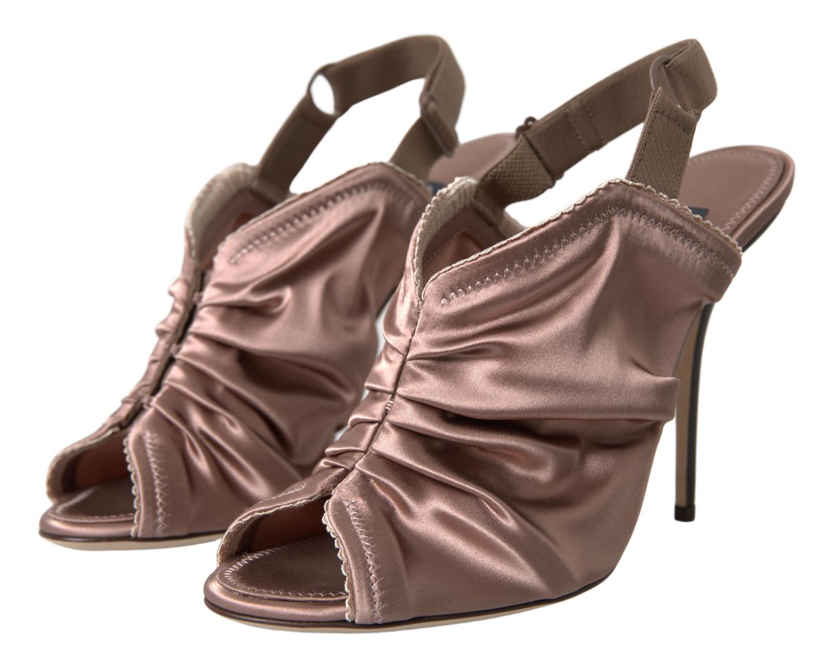Dolce &amp; Gabbana Светлокафяв корсет Slingback Style Закопчаващи се високи токчета