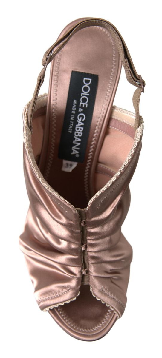 Dolce &amp; Gabbana Светлокафяв корсет Slingback Style Закопчаващи се високи токчета