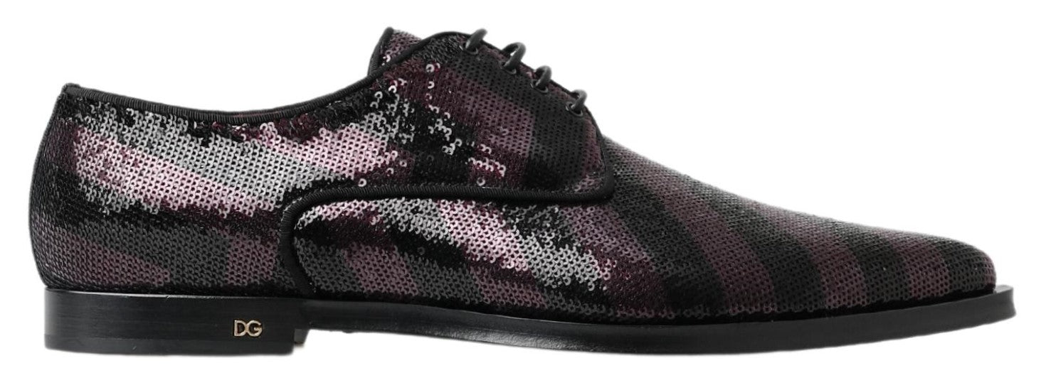 Dolce &amp; Gabbana черни бордо пайети шеврон мъжки обувки дерби
