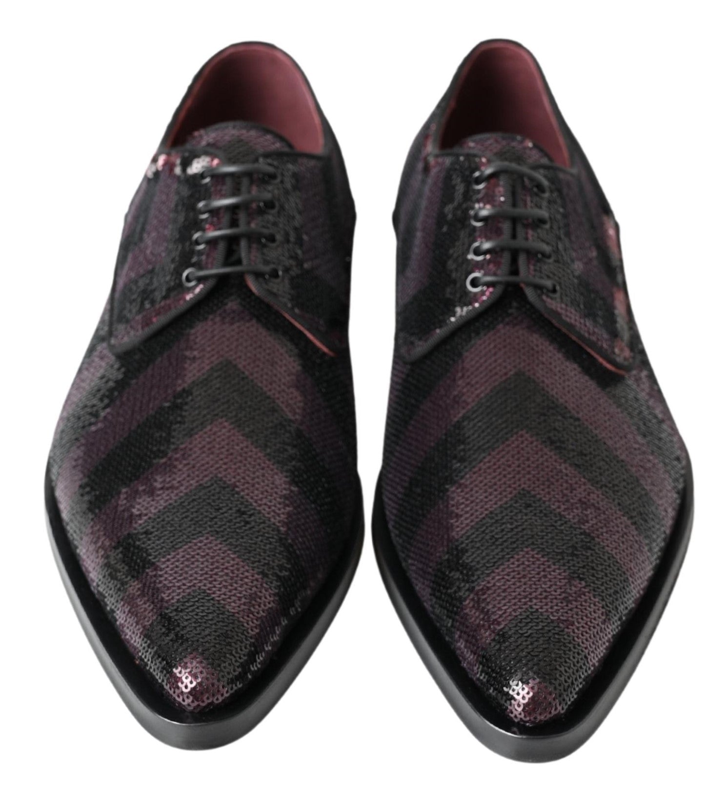 Dolce &amp; Gabbana черни бордо пайети шеврон мъжки обувки дерби