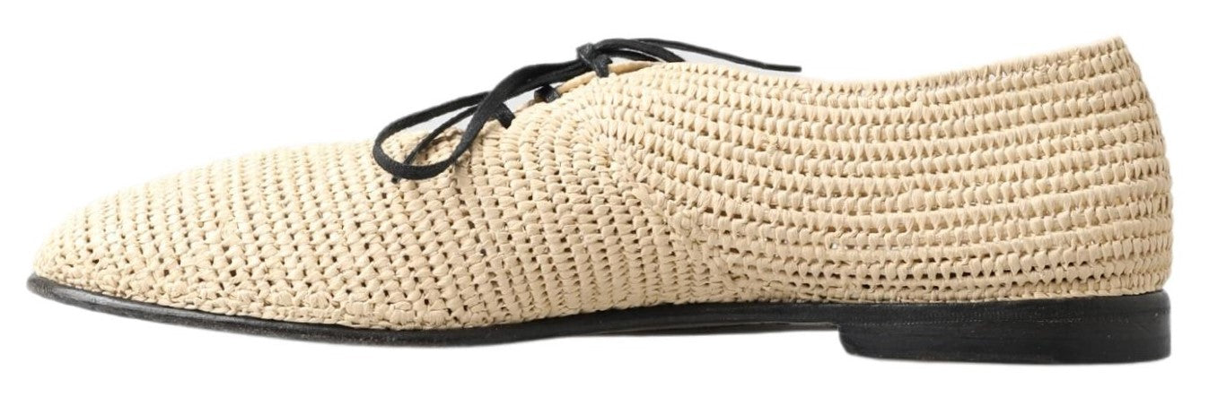 Dolce &amp; Gabbana бежови тъкани ежедневни обувки дерби с връзки