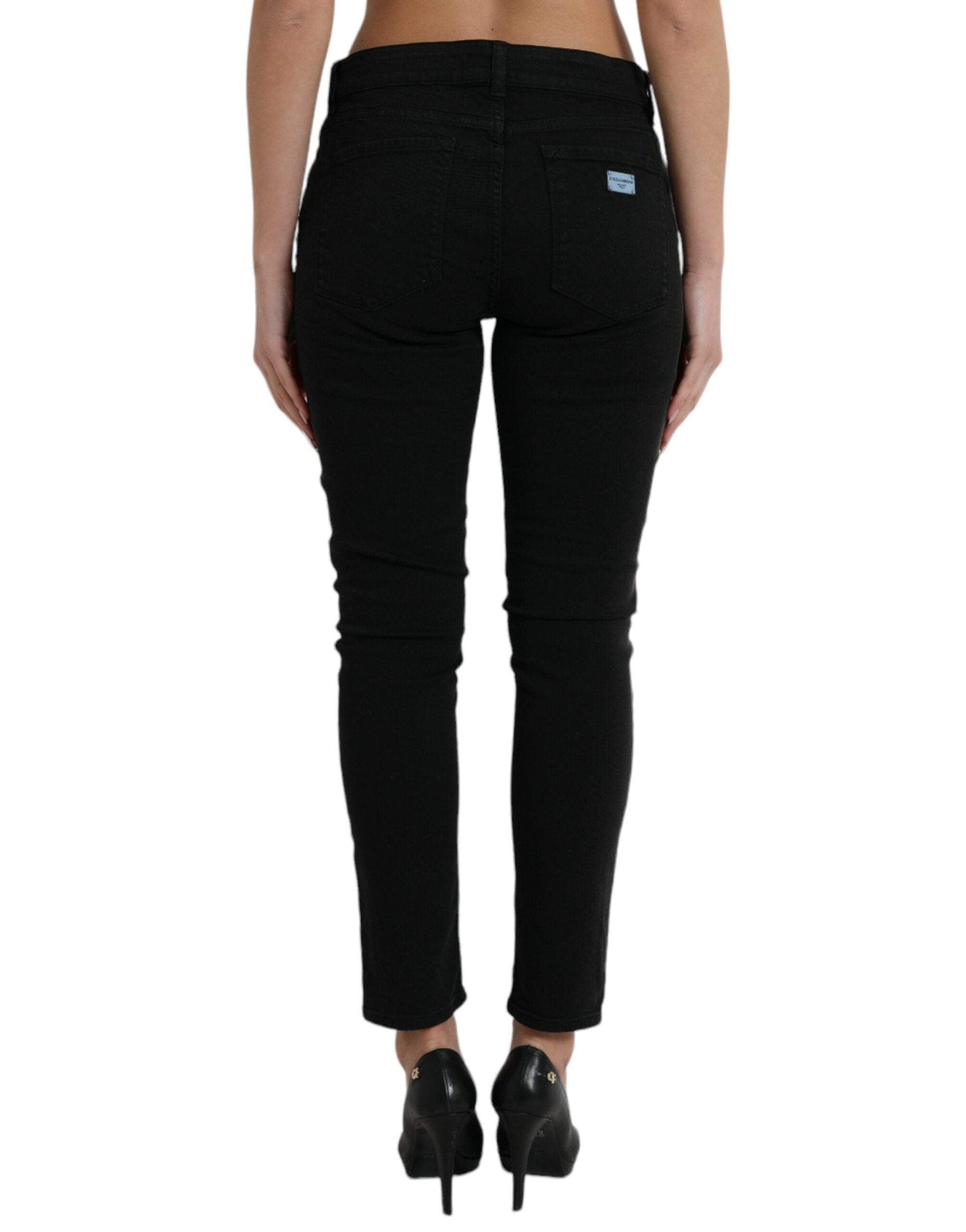 Dolce & Gabbana Elegant Mid Waist Stretch Jeans in Black