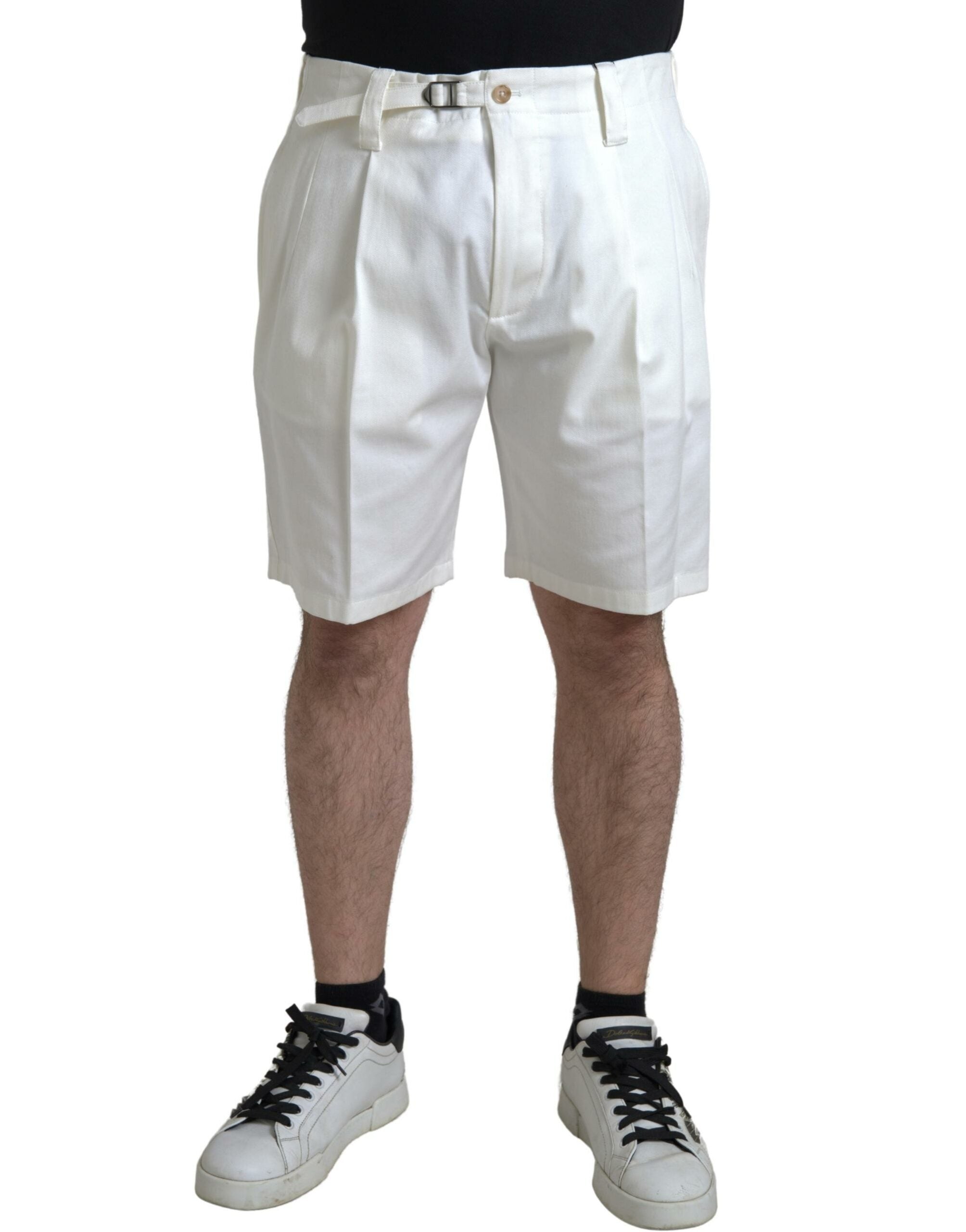 Dolce &amp; Gabbana Бели памучни еластични мъжки къси къси панталони Bermuda Denim