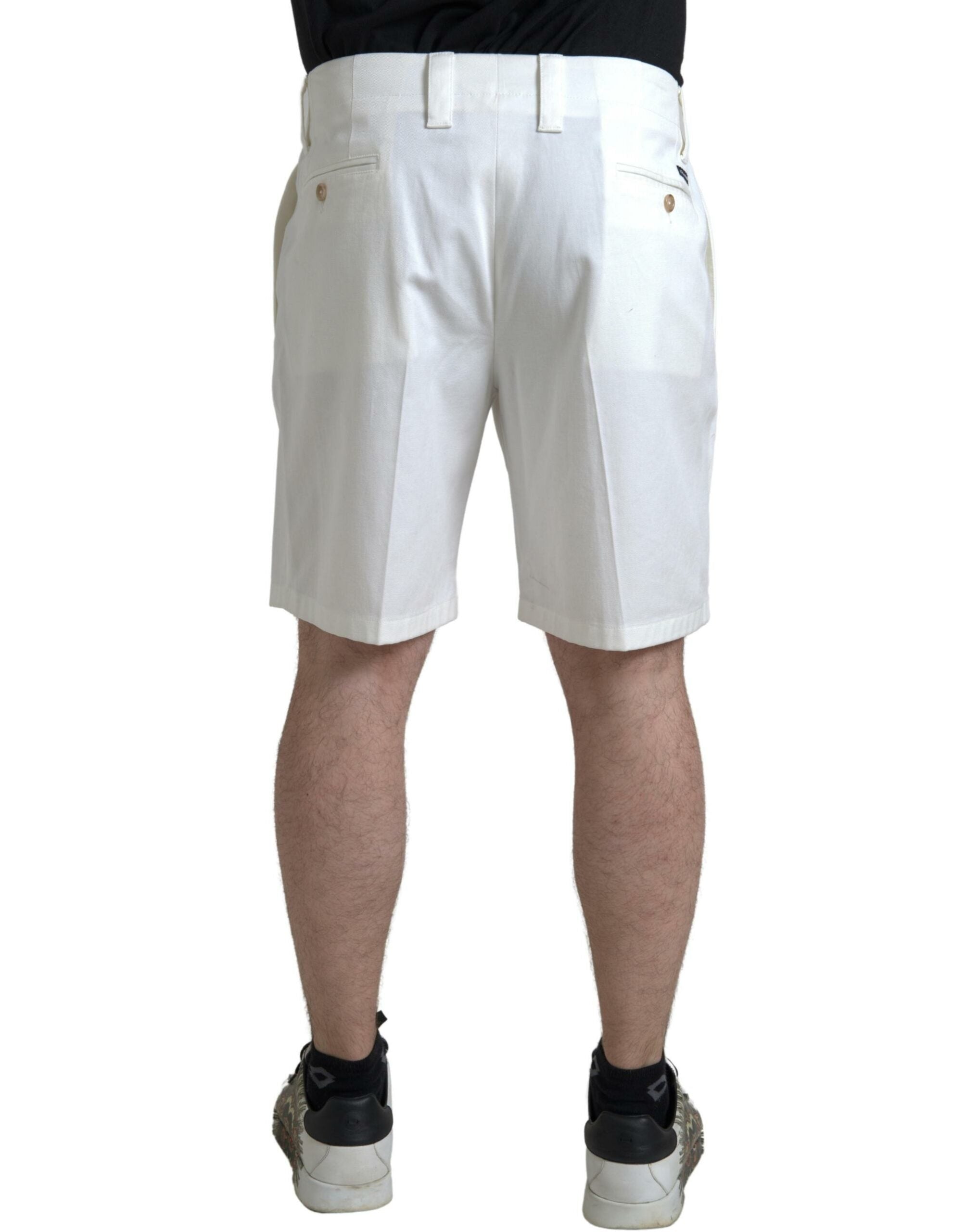 Dolce &amp; Gabbana Бели памучни еластични мъжки къси къси панталони Bermuda Denim