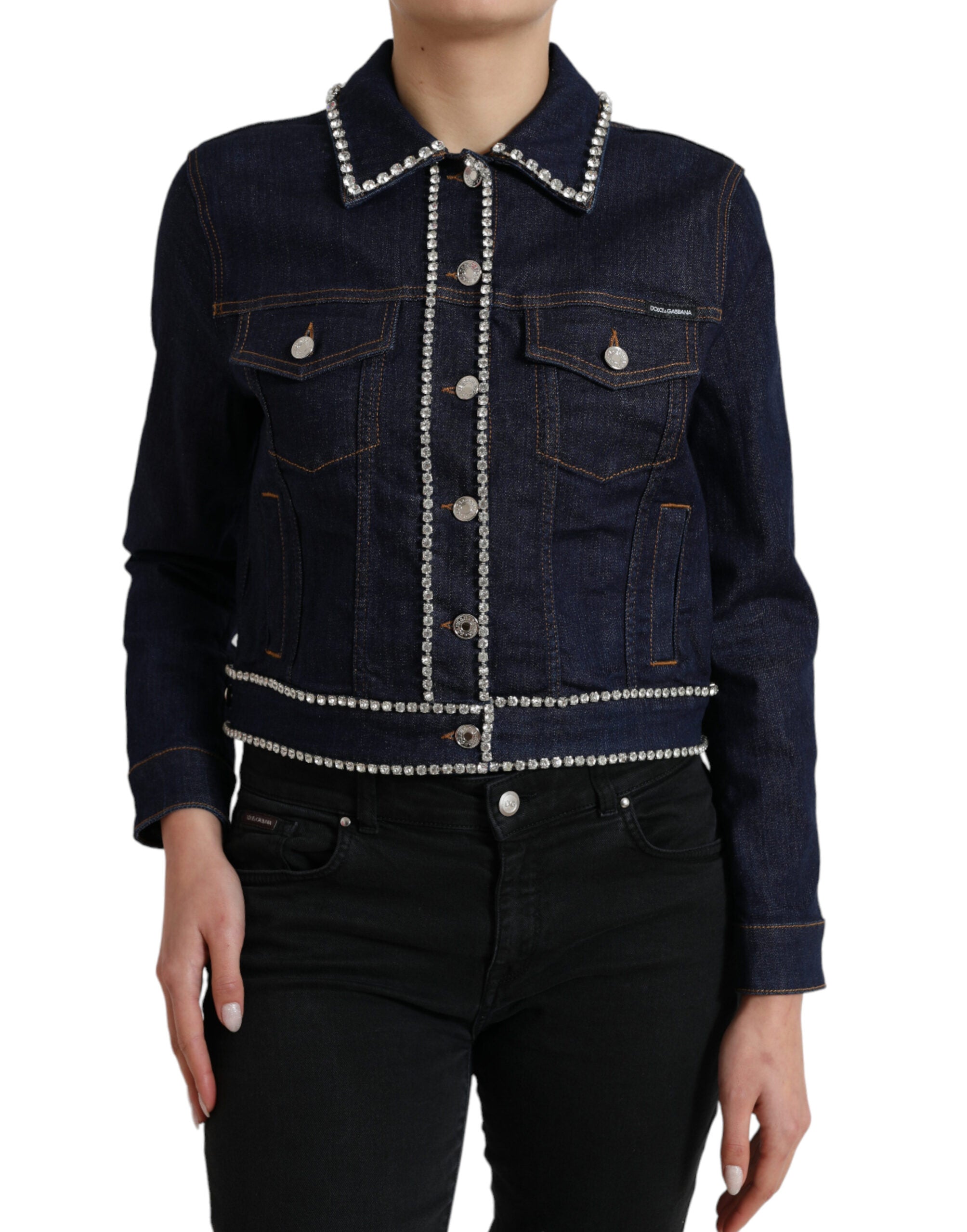 Dolce & Gabbana Elegant Denim Jewel Button Jacket