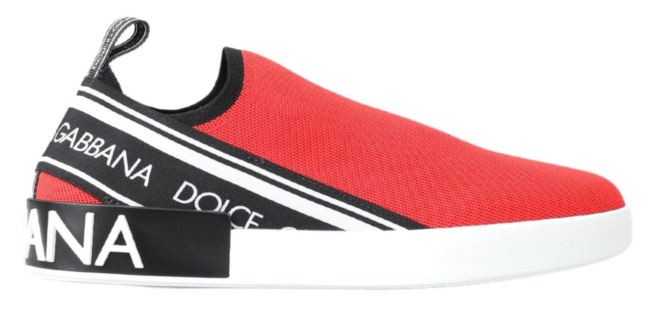 Dolce &amp; Gabbana Червени бели плоски кецове Мокасини Обувки