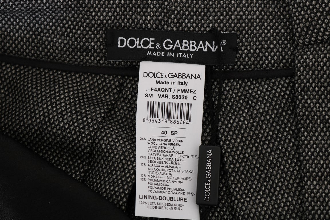 Сиви вълнени мини шорти с висока талия Dolce &amp; Gabbana