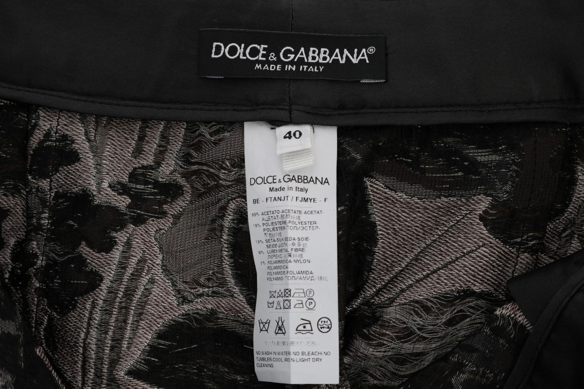 Сиви шорти с висока талия и брокат на цветя Dolce &amp; Gabbana