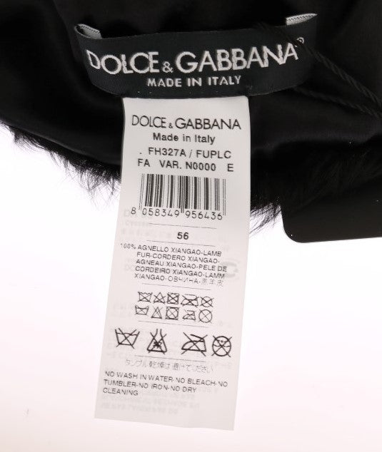 Dolce &amp; Gabbana черна шапка с агнешка кожа Xiangao