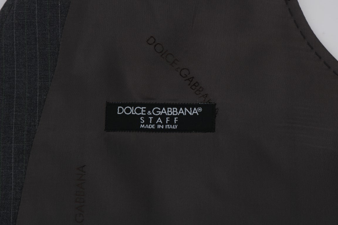 Памучна жилетка на райе Dolce &amp; Gabbana Grey STAFF