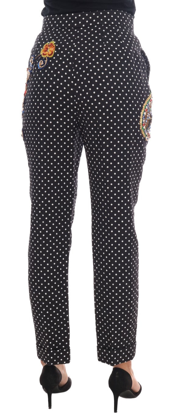 Dolce & Gabbana Elegant Polka Dot Embellished Trousers