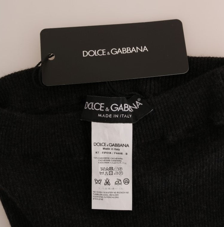 Dolce &amp; Gabbana Сив кашмирен рипсен еластичен чорапогащник