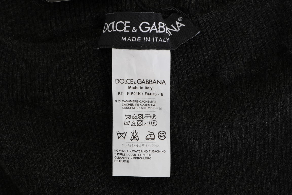 Dolce &amp; Gabbana Сив кашмирен рипсен еластичен чорапогащник