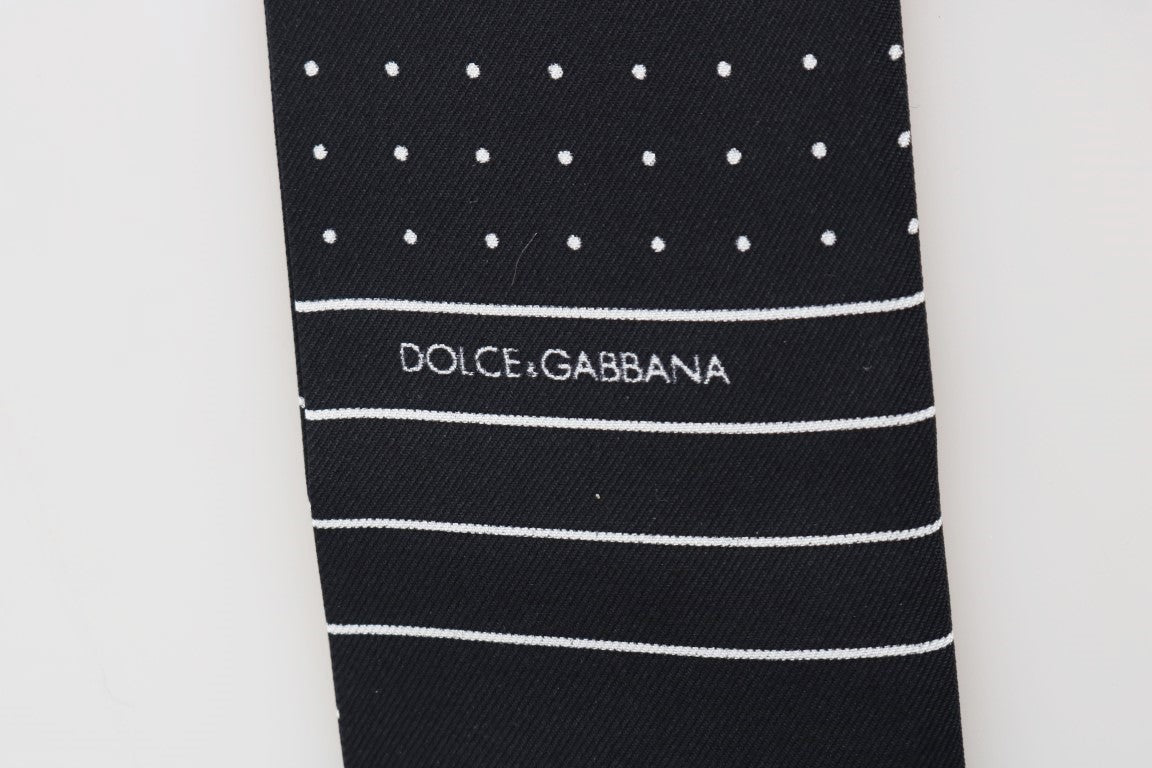 Тъмносин копринен шал на точки Dolce &amp; Gabbana