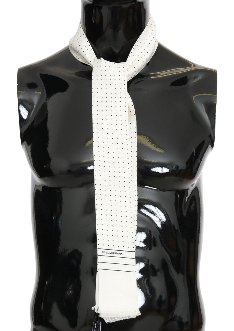 Копринен кльощав шал Dolce &amp; Gabbana в бяла полка на точки