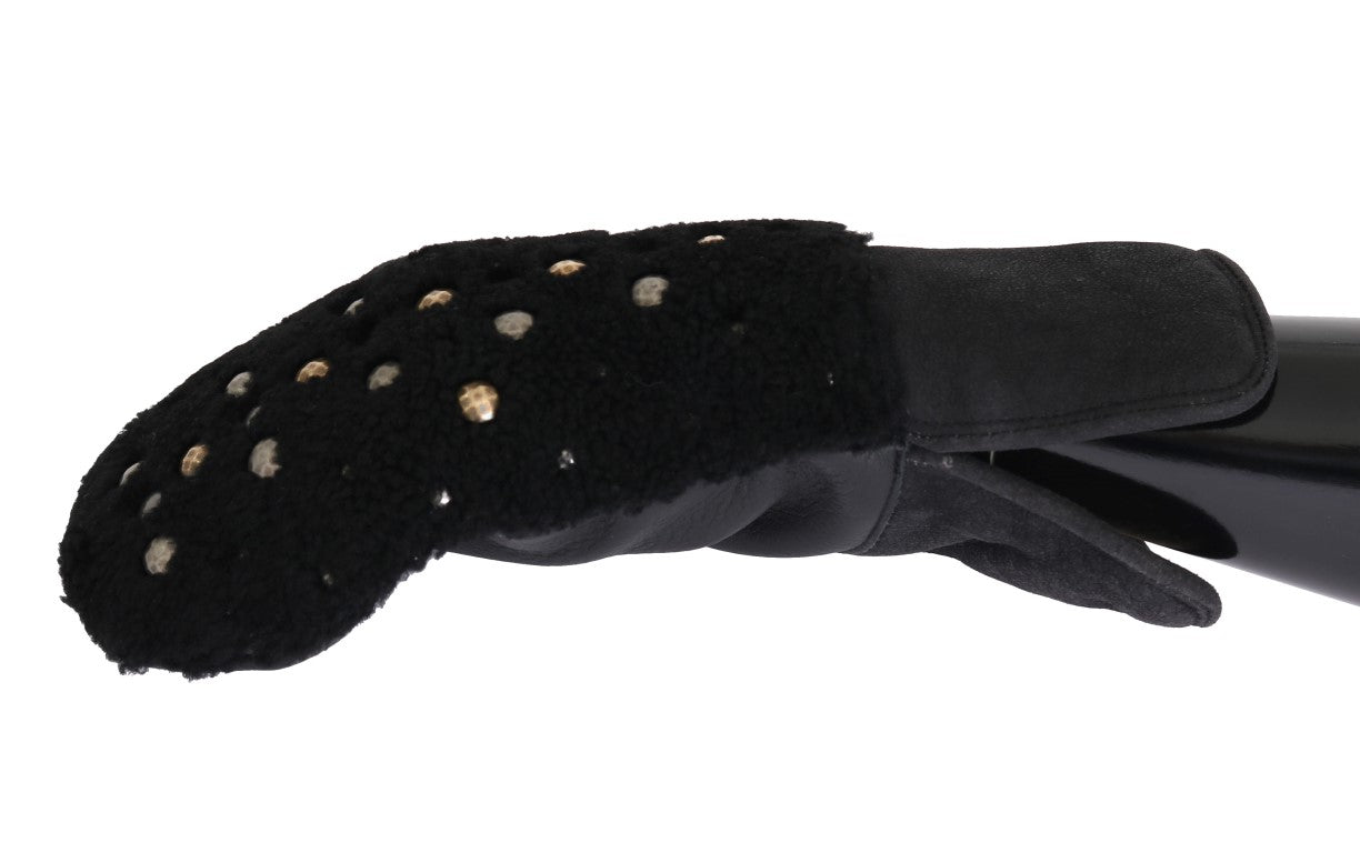 Dolce &amp; Gabbana черни кожени ръкавици с шипове