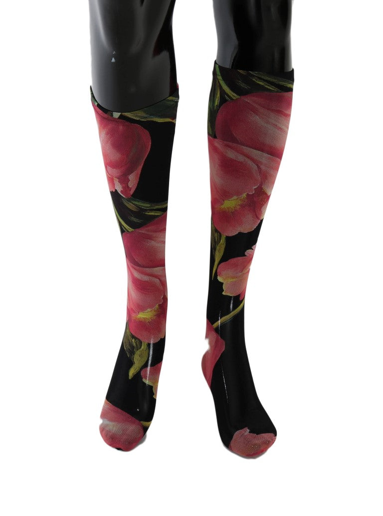 Многоцветни найлонови чорапи Dolce &amp; Gabbana с флорални лалета