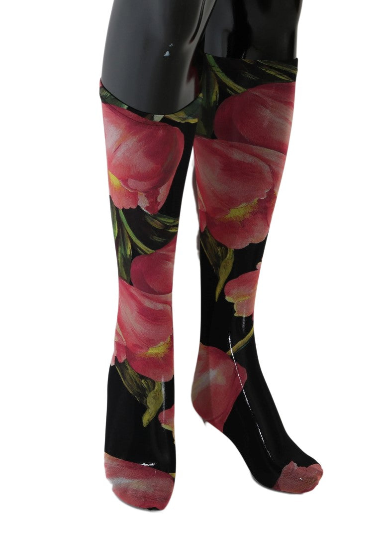 Многоцветни найлонови чорапи Dolce &amp; Gabbana с флорални лалета