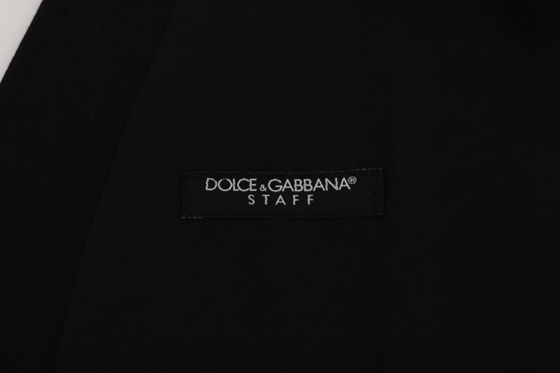 Dolce &amp; Gabbana Черна вълнена еластична жилетка STAFF