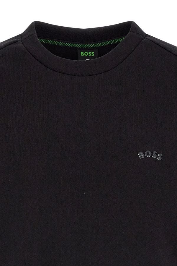 Черен памучен суичър с детайли на логото Hugo Boss