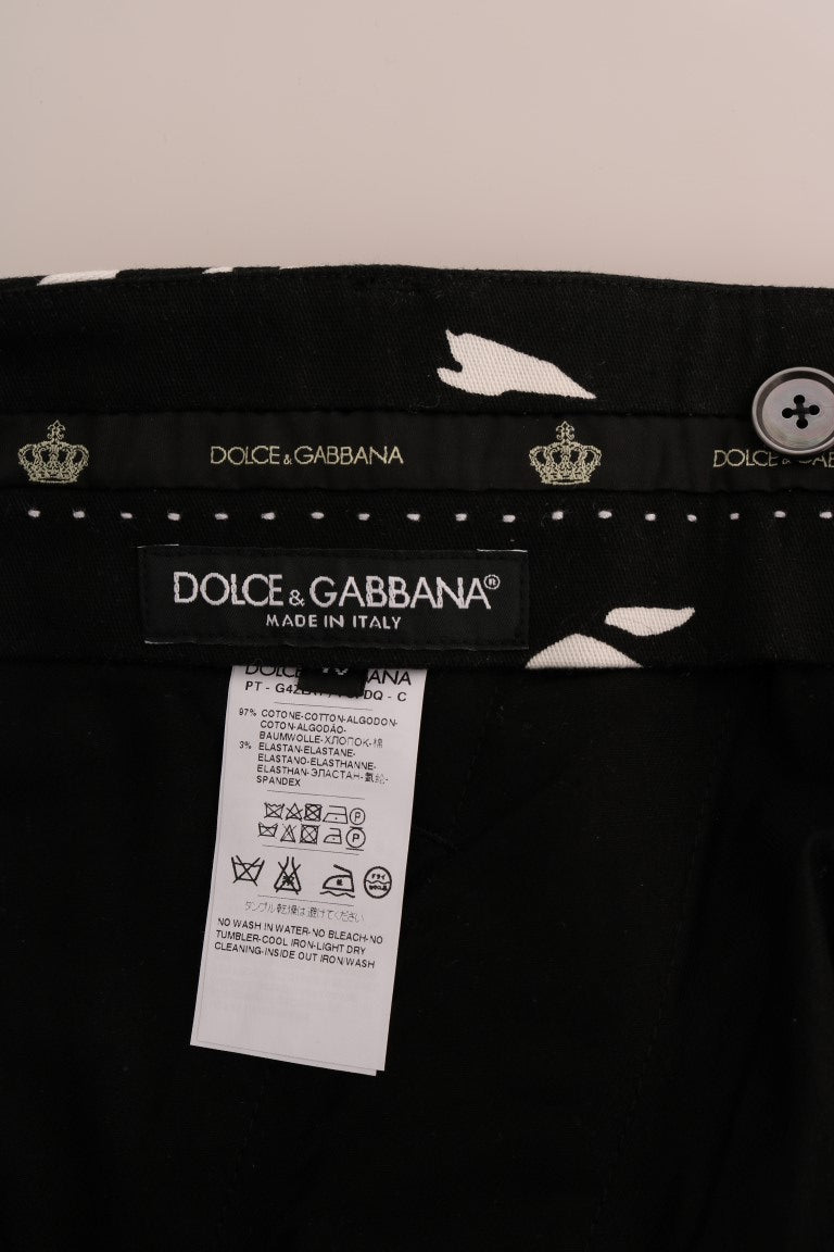 Памучен еластичен панталон Dolce &amp; Gabbana Black Tree