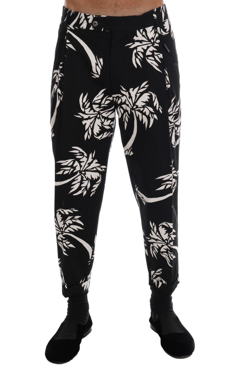 Памучен еластичен панталон Dolce &amp; Gabbana Black Tree
