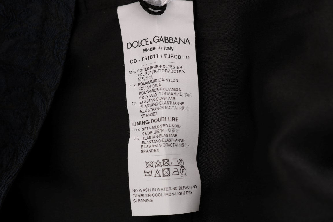 Dolce &amp; Gabbana Черна синя мини рокля с разкроени