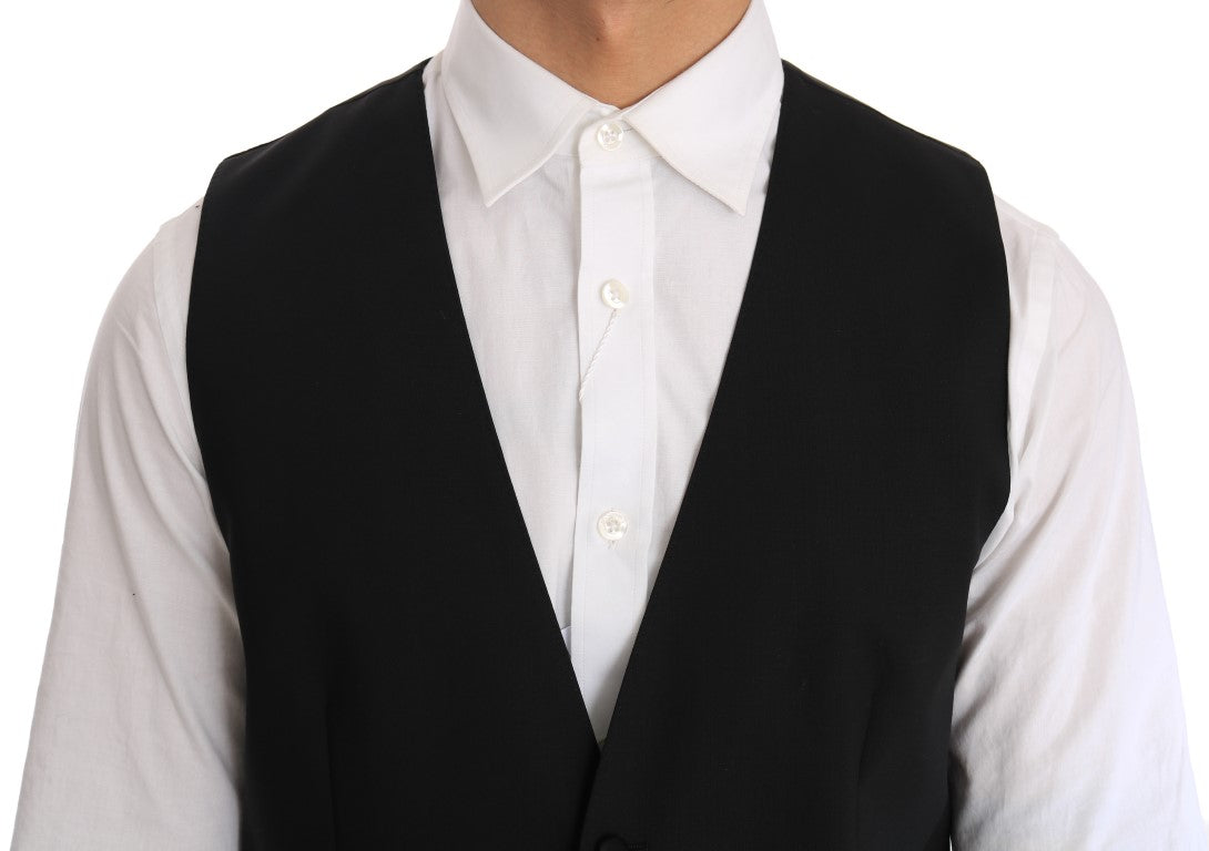 Dolce &amp; Gabbana черна вълнена копринена жилетка
