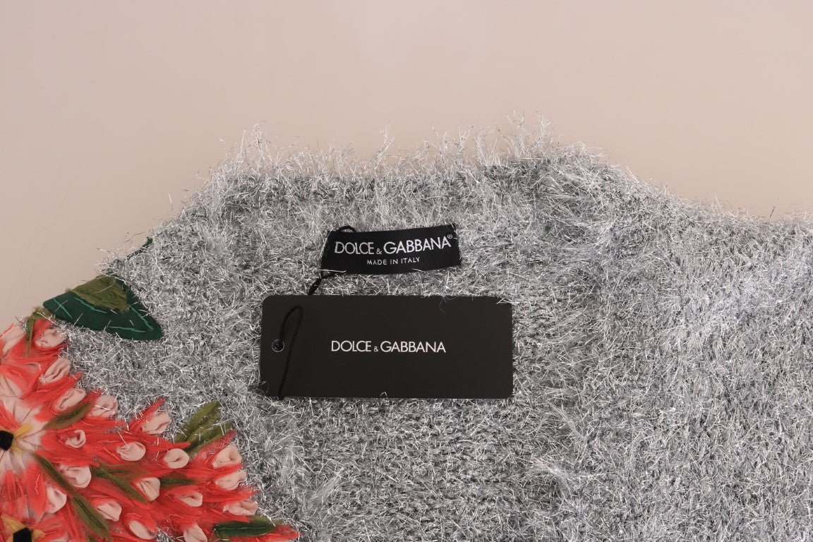 Сребърна жилетка Dolce &amp; Gabbana с флорални апликации