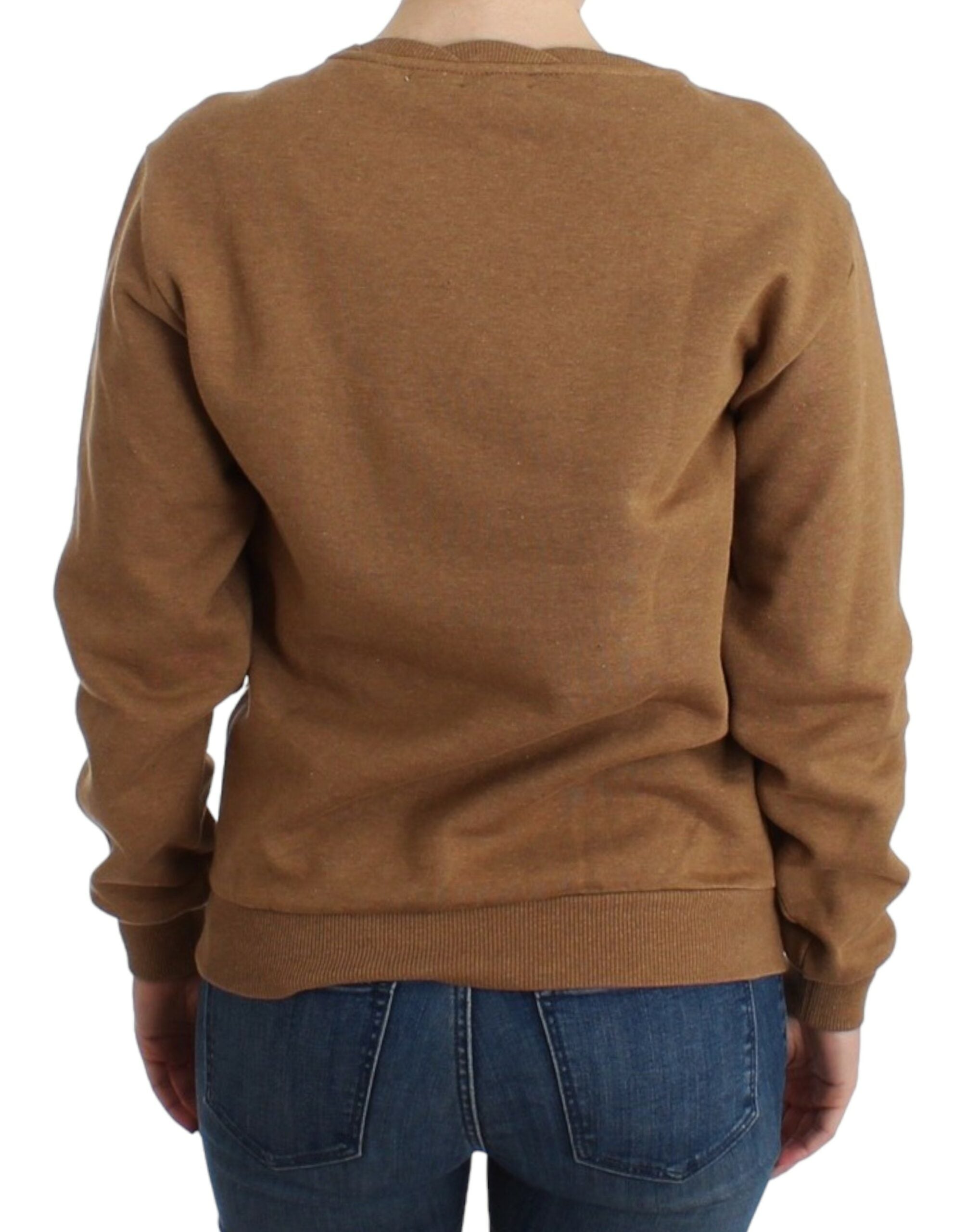 Кафяв памучен пуловер с кръгла яка на John Galliano