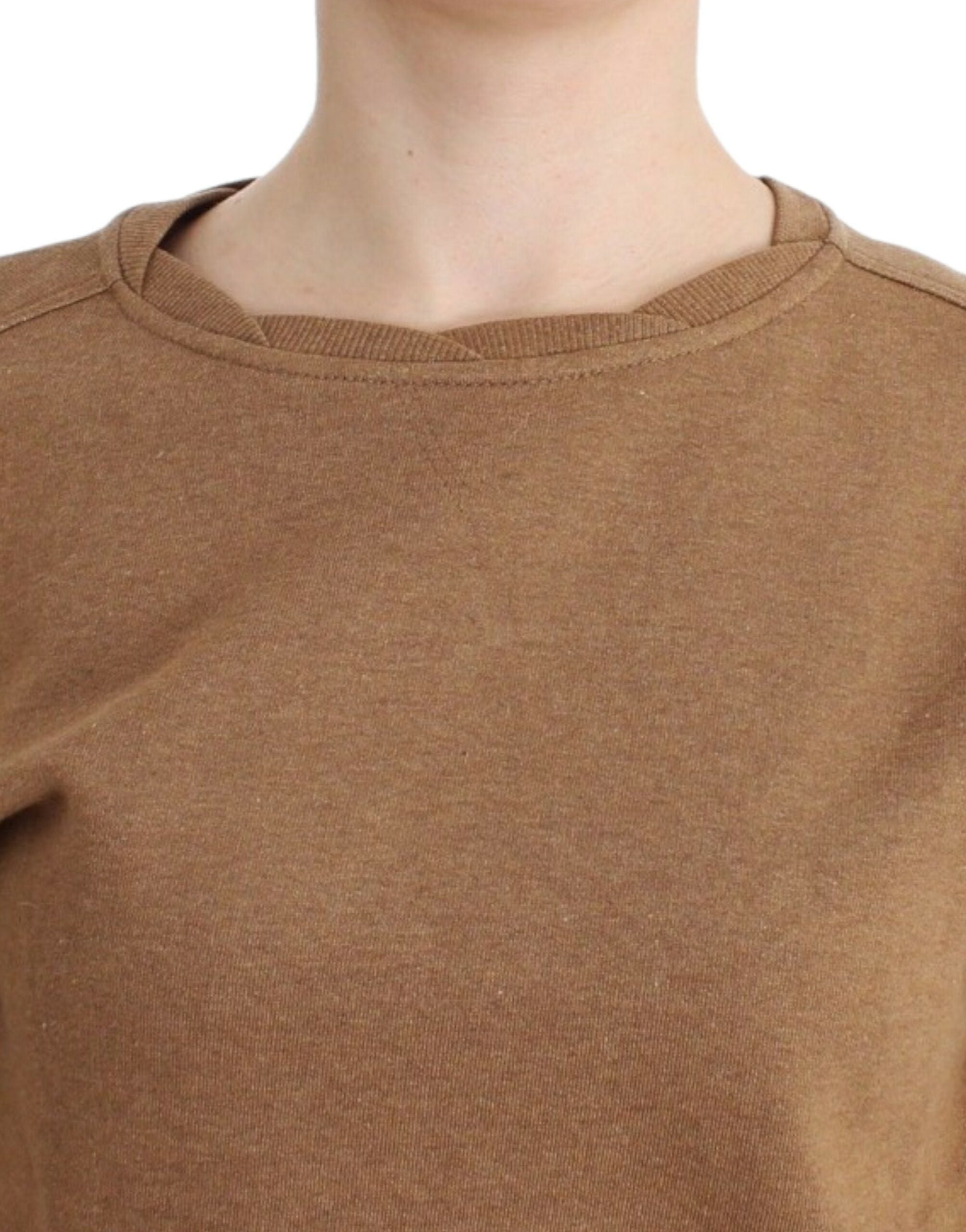 Кафяв памучен пуловер с кръгла яка на John Galliano