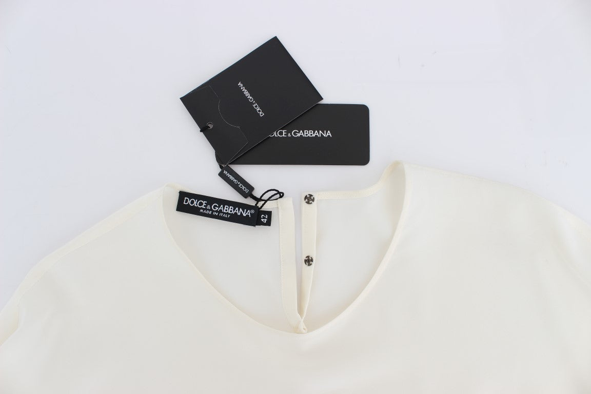 Dolce &amp; Gabbana Тениска с бяла копринена блуза с пайети