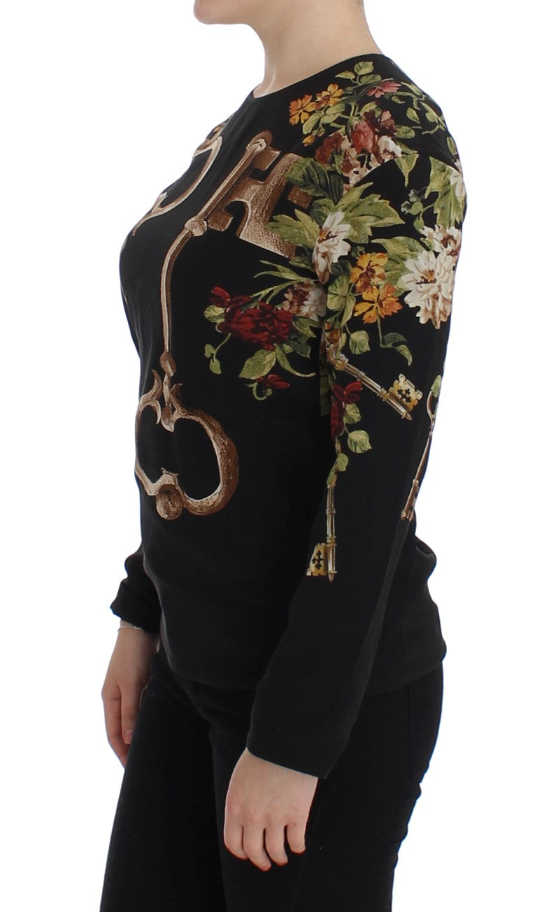 Dolce &amp; Gabbana Black Key Копринена блуза с флорален принт
