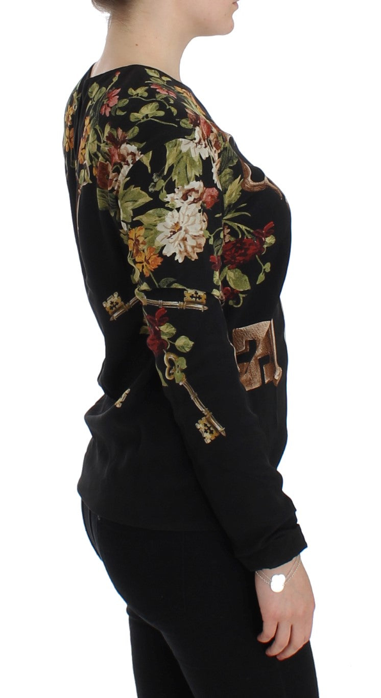 Dolce &amp; Gabbana Black Key Копринена блуза с флорален принт